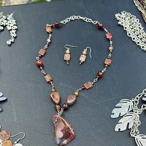 Handmade crystal necklace and earring set